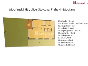 Pronájem bytu 3+kk, Praha - Modřany, Štolcova, 72 m2