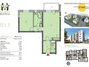 Pronájem bytu 2+kk, Jihlava, Buková, 52 m2