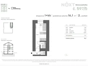 Prodej bytu 1+kk, Praha - Vysočany, Kolmá, 16 m2