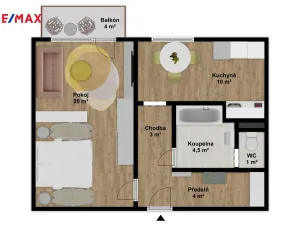 Prodej bytu 1+1, Brno - Bystrc, Kuršova, 42 m2