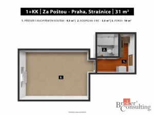 Prodej bytu 1+kk, Praha - Strašnice, Za poštou, 30 m2