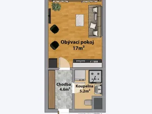 Pronájem bytu 1+kk, Praha - Vinohrady, Záhřebská, 30 m2