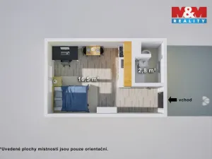 Prodej bytu 1+kk, Ústí nad Labem - Severní Terasa, Glennova, 19 m2