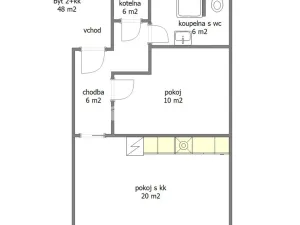 Pronájem bytu 2+kk, Mělník, Jiřího z Poděbrad, 48 m2