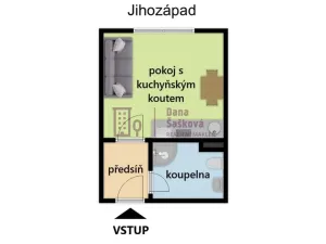 Pronájem bytu 1+kk, Jindřichův Hradec - Jindřichův Hradec II, sídliště U Nádraží, 25 m2