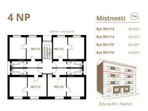 Prodej bytu 2+kk, Náchod, Žižkova, 45 m2