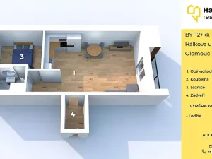 Pronájem bytu 2+kk, Olomouc, Hálkova, 62 m2