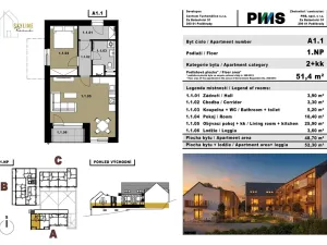 Prodej bytu 2+kk, Tuchoměřice, 56 m2