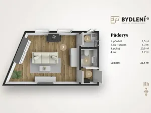 Prodej bytu 1+kk, Ústí nad Labem, Elišky Krásnohorské, 25 m2
