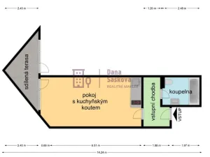 Pronájem bytu 1+kk, Jindřichův Hradec - Jindřichův Hradec II, Nádražní, 43 m2