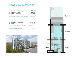 Prodej bytu 1+kk, Rosice, Na Vyhlídce, 42 m2