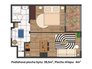Prodej bytu 2+kk, Praha - Strašnice, Ramonova, 40 m2