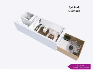 Pronájem bytu 1+kk, Olomouc - Nové Sady, Rokycanova, 35 m2