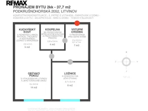 Pronájem bytu 2+kk, Litvínov - Horní Litvínov, Podkrušnohorská, 38 m2