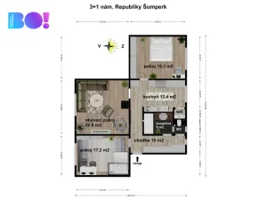 Prodej bytu 3+1, Šumperk, nám. Republiky, 27 m2