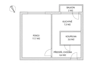 Prodej bytu 1+1, Kladno - Kročehlavy, Finská, 35 m2