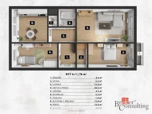 Pronájem bytu 3+1, Praha - Modřany, Urbánkova, 76 m2