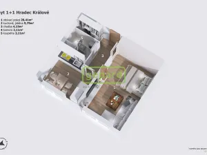 Prodej bytu 1+1, Hradec Králové, třída Edvarda Beneše, 41 m2