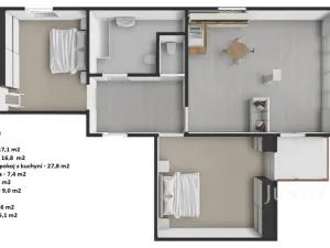 Pronájem bytu 3+kk, Praha - Šeberov, Na proutcích, 79 m2