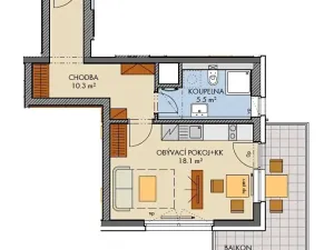 Prodej bytu 1+kk, Praha - Dolní Měcholupy, Honzíkova, 45 m2
