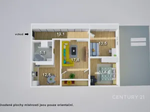 Prodej bytu 3+1, Děčín, Kosmonautů, 75 m2