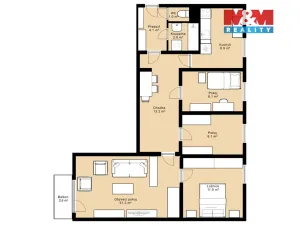 Prodej bytu 4+1, Dačice - Dačice V, Dlouhá, 78 m2