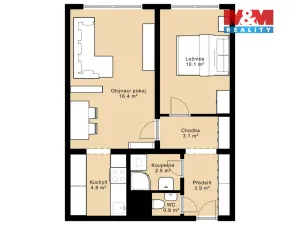 Prodej bytu 2+kk, Praha - Ruzyně, Vlastina, 41 m2