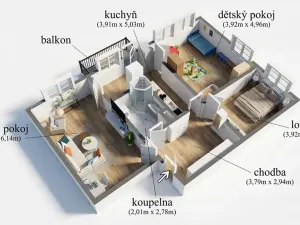 Pronájem bytu 3+1, Děčín, Slezská, 89 m2