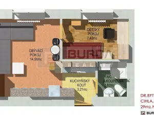 Pronájem bytu 2+kk, Neratovice, 28 m2