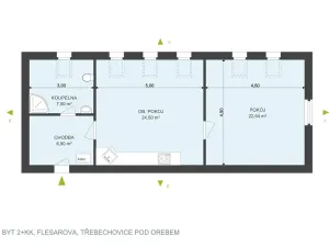 Prodej bytu 2+kk, Třebechovice pod Orebem, Flesarova, 58 m2