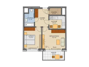 Prodej bytu 2+1, Praha, Bartůňkova, 54 m2