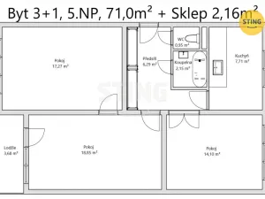 Prodej bytu 3+1, Uherské Hradiště, Svatováclavská, 67 m2