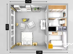 Pronájem bytu 1+kk, Praha - Troja, Lublinská, 42 m2