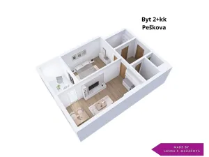 Pronájem bytu 2+kk, Olomouc - Povel, Peškova, 50 m2