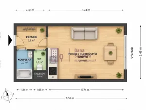 Prodej bytu 1+kk, Jindřichův Hradec - Jindřichův Hradec III, sídliště Vajgar, 28 m2