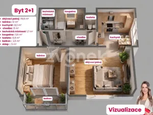 Prodej bytu 2+1, Zlín, Žlutá, 56 m2