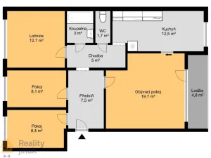 Prodej bytu 4+1, Brno - Nový Lískovec, Oblá, 78 m2