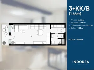 Pronájem bytu 3+kk, Praha, Kolbenova, 85 m2