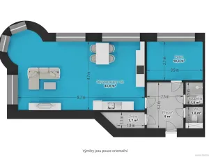 Pronájem bytu 2+kk, Praha - Košíře, Brožíkova, 65 m2