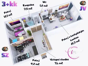 Prodej bytu 3+kk, Jihlava - Hruškové Dvory, 55 m2