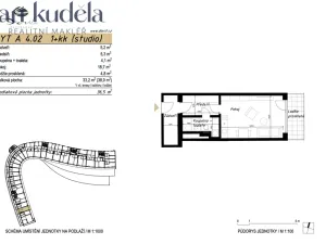 Pronájem bytu 1+kk, Brno - Komín, Bystrcká, 33 m2