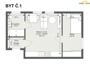 Pronájem bytu 2+kk, Chrášťany - Bylany, 35 m2