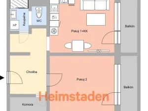 Pronájem bytu 2+kk, Ostrava - Hrabůvka, Provaznická, 48 m2