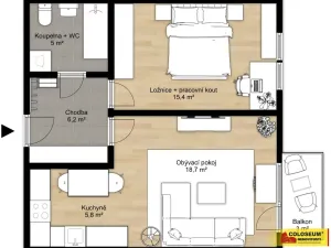 Pronájem bytu 2+kk, Brno - Slatina, 53 m2