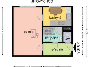 Pronájem bytu 1+1, Jindřichův Hradec - Jindřichův Hradec V, Kosmonautů, 40 m2