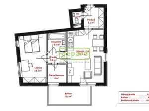 Pronájem bytu 2+kk, Praha - Hostivař, Vladycká, 52 m2