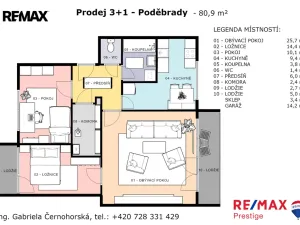 Prodej bytu 3+1, Poděbrady - Poděbrady III, Na Hrázi, 81 m2