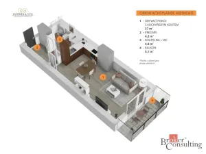 Pronájem bytu 1+kk, České Budějovice - České Budějovice 2, Čakovská, 37 m2
