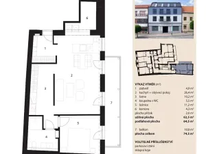 Pronájem bytu 2+kk, Bystřice nad Pernštejnem, Masarykovo náměstí, 64 m2