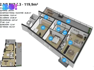Pronájem bytu 3+kk, Prostějov, Mlýnská, 120 m2
